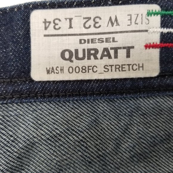 Diesel Mens Quratt Butt Fly Straight Dark Wash Denim 008FC Blue Jean Pants32x32 - Picture 10 of 13